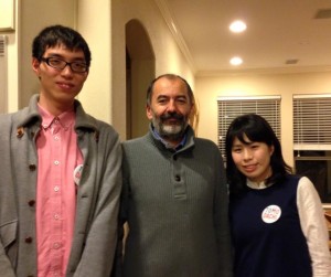 With Dr. Robert Vajtai and Kota at Prof. Kono’s Part: I talked with many people and ate delicious foods. I had a great time at the party!